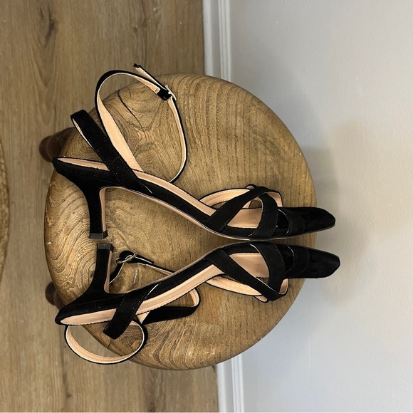 J. Crew Violetta Kitten-Heel Criscross Sandal Black Size 8.5 - Picture 7 of 9